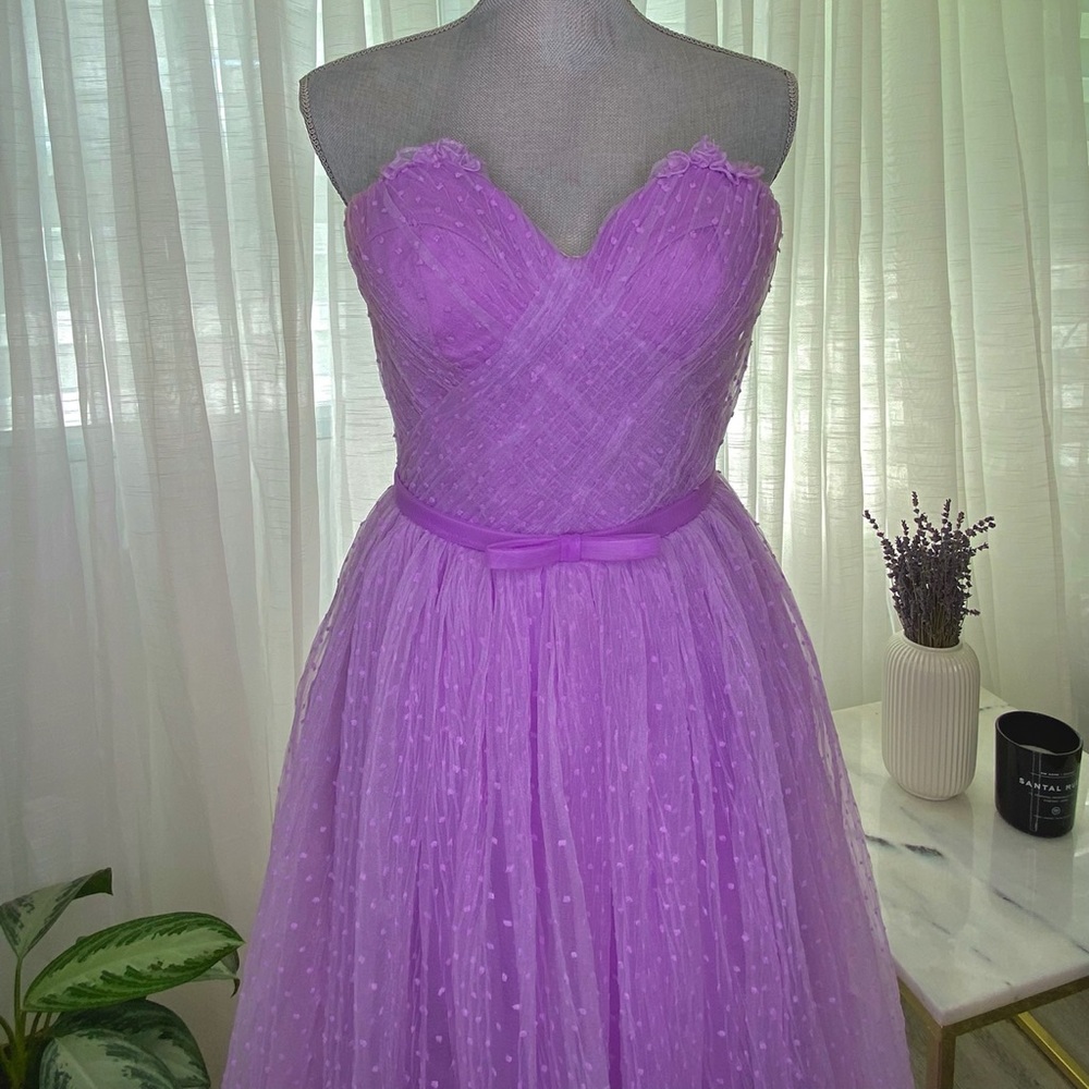 Beautiful lavender ball gown, it’s light and flows beautifully.